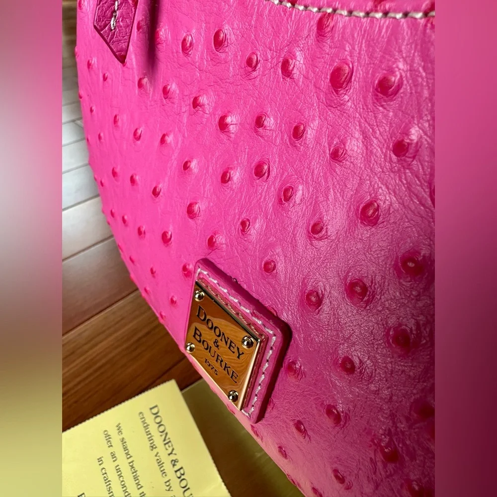 Dooney & Bourke Ostrich Embossed Leather Hobo Bag from the Ostrich Collection - Picture 3 of 11